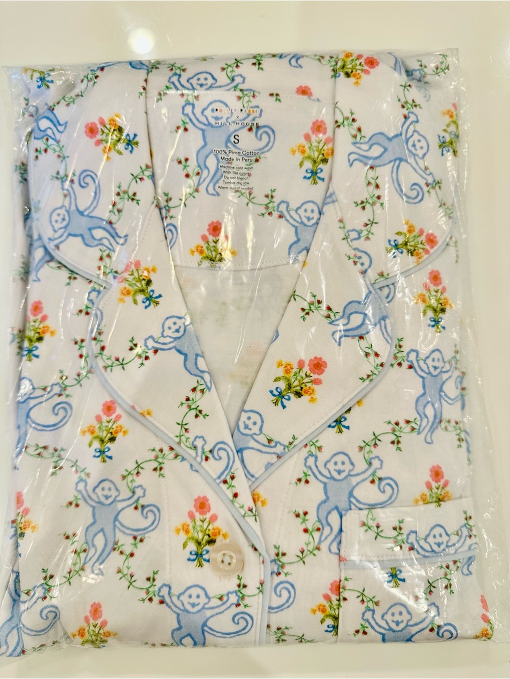 Roller Rabbit Floral Monkey Trellis Long Sleeves Pajama Set